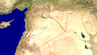 Syrien Satellit + Grenzen 1280x720